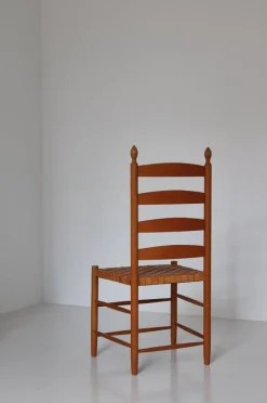 Pamono Beech Shaker Chair with Leather Seat by Kaare Klint, Denmark, 1960s><noscript><img width=
