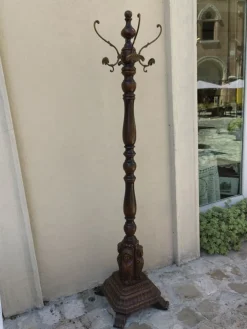 Sale Pamono Beech Wood Coat Rack with Brass Hooks and Carved Foot by Michael Thonet