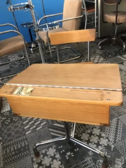 Pamono Beech Wood School Table, Czechoslavakia, 1940s><noscript><img width=