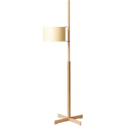 Pamono Beige and Beech Wood TMM Floor Lamp by Miguel Milá