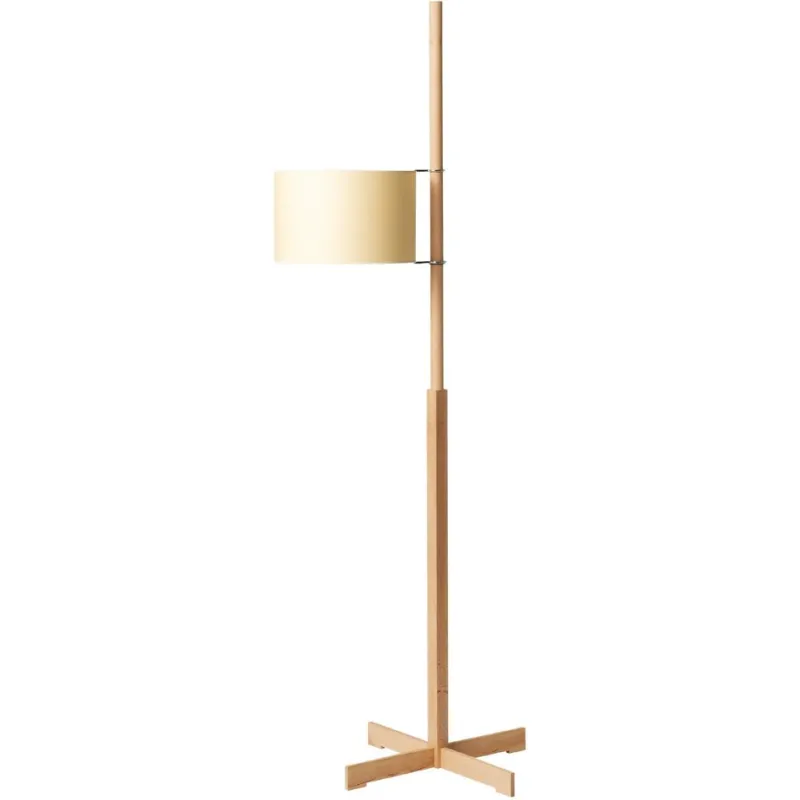Pamono Beige and Beech Wood TMM Floor Lamp by Miguel Milá