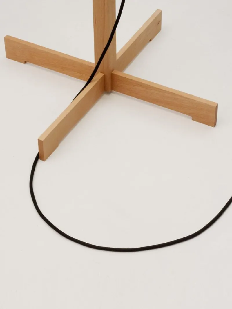 Pamono Beige and Beech Wood TMM Floor Lamp by Miguel Milá