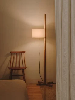 Pamono Beige and Beech Wood TMM Floor Lamp by Miguel Milá