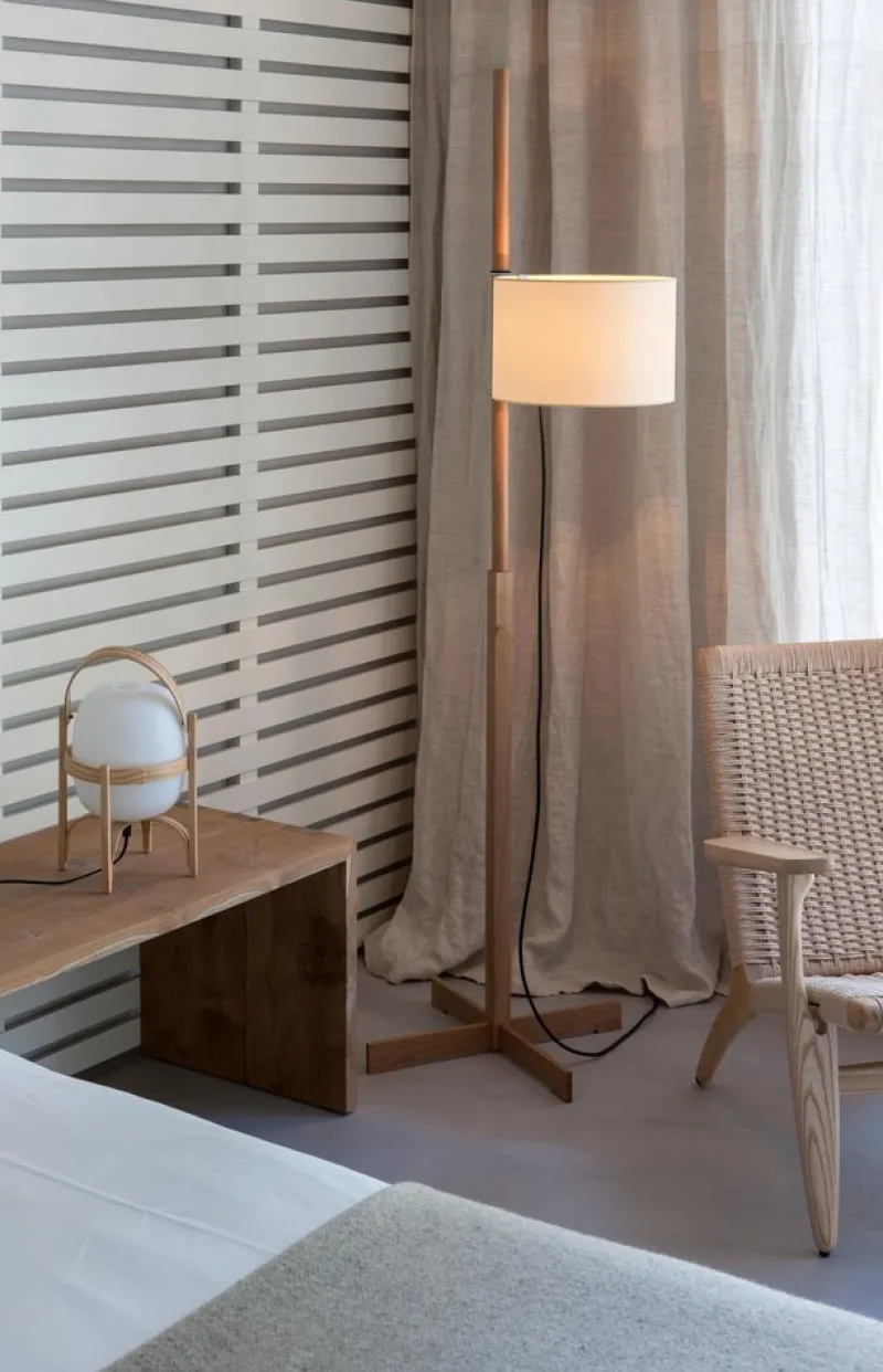 Outlet Pamono Beige and Oak Tmm Floor Lamp by Miguel Milá