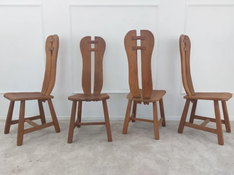 Pamono Belgian Brutalist Chairs by De Puydt, 1960s, Set of 4> Side Chairs & Dining Chairs