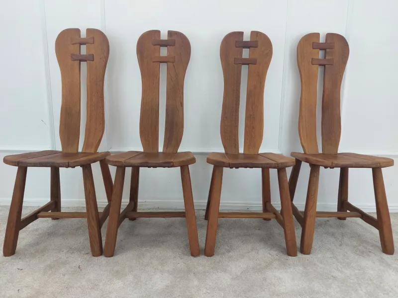 Pamono Belgian Brutalist Chairs by De Puydt, 1960s, Set of 4> Side Chairs & Dining Chairs