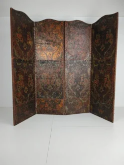 Outlet Pamono Belgian Embossed Leather Folding Screen