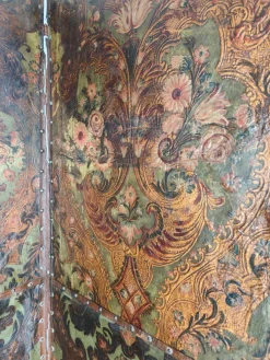 Outlet Pamono Belgian Embossed Leather Folding Screen