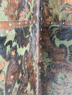 Outlet Pamono Belgian Embossed Leather Folding Screen