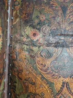 Outlet Pamono Belgian Embossed Leather Folding Screen