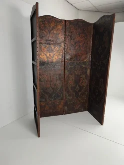 Outlet Pamono Belgian Embossed Leather Folding Screen