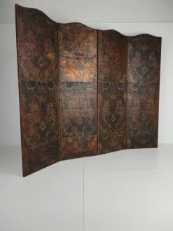 Outlet Pamono Belgian Embossed Leather Folding Screen