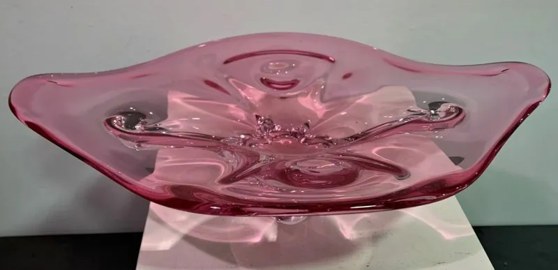 Hot Pamono Belgian Val Saint Lambert Glass Centerpiece, 1970s