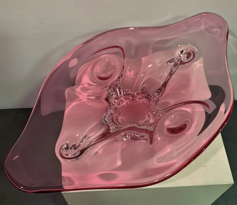 Hot Pamono Belgian Val Saint Lambert Glass Centerpiece, 1970s