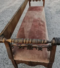 Pamono Bench in Walnut Veneer, Italy, 1830s><noscript><img width=