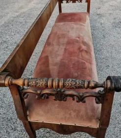 Pamono Bench in Walnut Veneer, Italy, 1830s><noscript><img width=