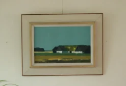 Pamono Bengt Hillgrund, Farm Motif, 1960s, Oil on Canvas, Framed> Mid-Century