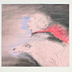 Outlet Pamono Benito Trolese, Self Portrait with Horse, 1987, Mixed Media on Paper