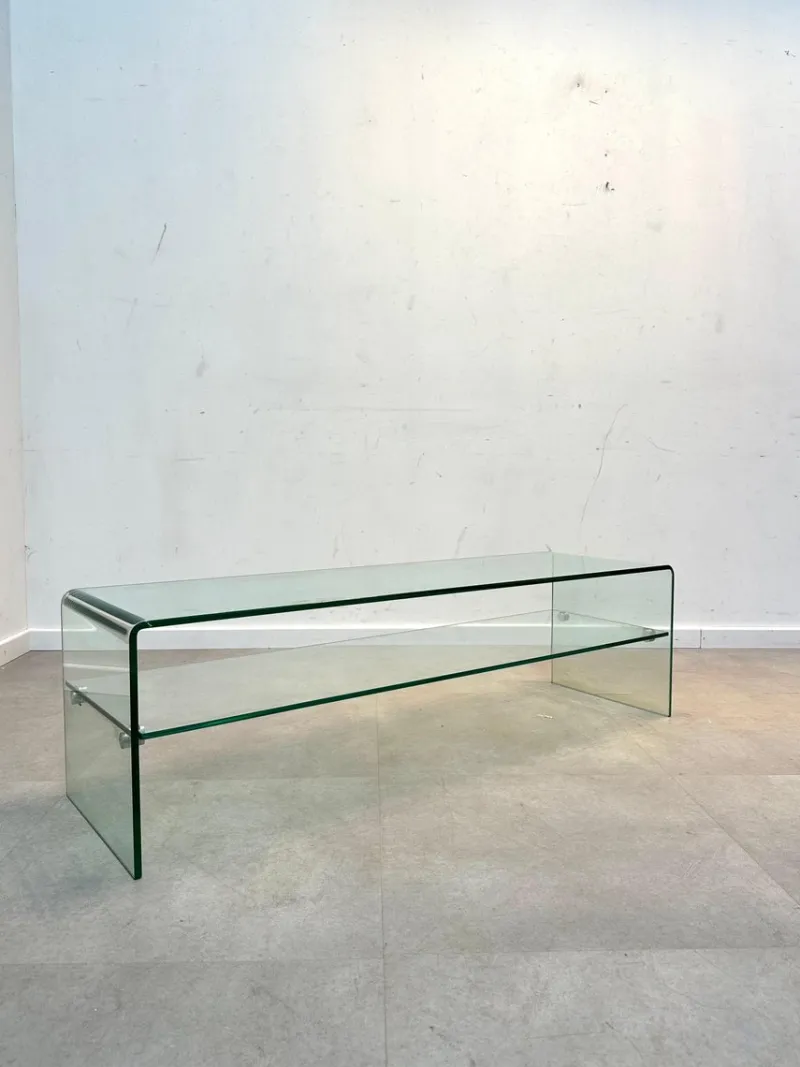 Pamono Bent Glass TV-Table or Console> Console Tables