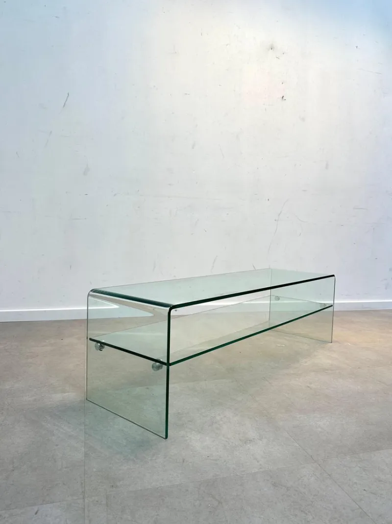 Pamono Bent Glass TV-Table or Console> Console Tables