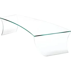 Pamono Bent Straight Coffee Table in Clear Crystal Glass by Barberini & Gunnell> Tables