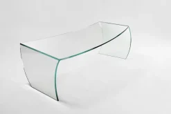 Pamono Bent Straight Coffee Table in Clear Crystal Glass by Barberini & Gunnell> Tables
