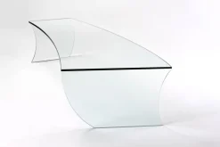 Pamono Bent Straight Coffee Table in Clear Crystal Glass by Barberini & Gunnell><noscript><img width=