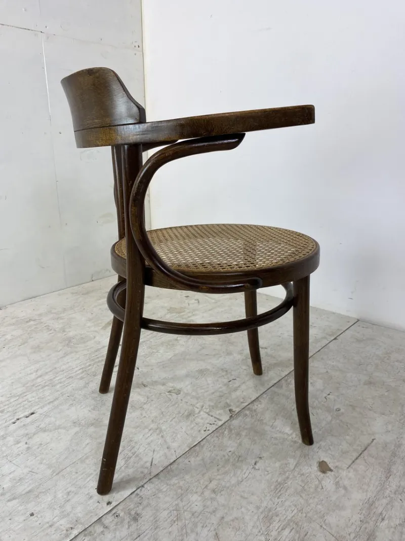 Pamono Bentwood Desk Chair with Rattan Seat by Thonet for Ligna, 1900s> Office Chairs