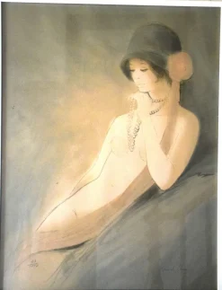Sale Pamono Bernard Charoy, Portrait of Young Nude Woman, Lithograph