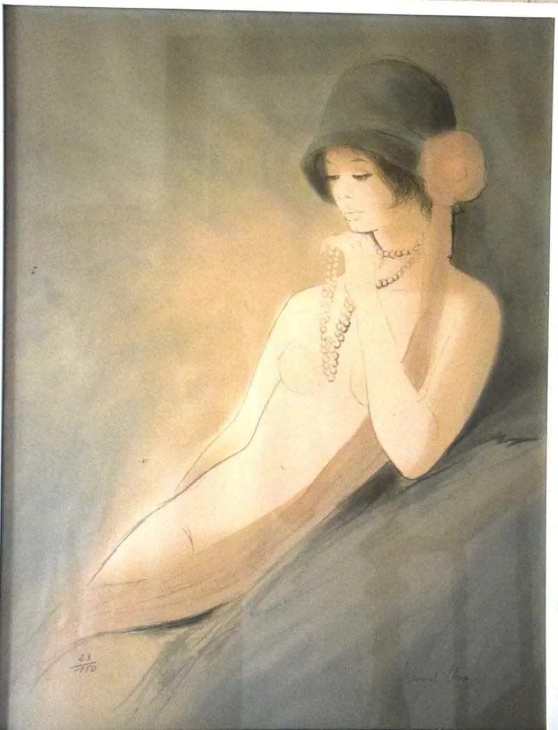 Sale Pamono Bernard Charoy, Portrait of Young Nude Woman, Lithograph
