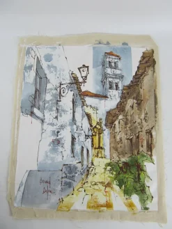 Hot Pamono Bernard Dufour, Street Scene, Oil on Canvas