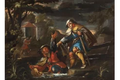 Pamono Bernhard Keil / Monsù Bernardo, Two Blind Figures Helping Each Other, Oil on Canvas, 17th Century, Framed, 1800s, Oil on Canvas> Old Masters|Painting