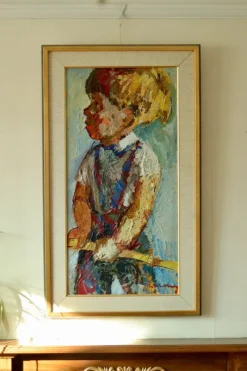 Online Pamono Bertil Wahlberg, Portrait of a Young Boy, Oil on Canvas, 1960s, Framed