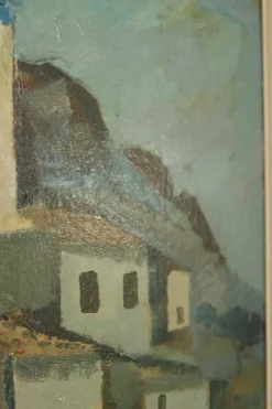Pamono Bertil Wahlberg, Southern Village Motif, 1950s, Oil on Panel, Framed