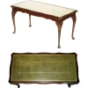 Pamono Bevan Funnell Coffee Table in Green Leather and Beech Wood> Coffee & Side Tables
