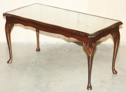 Pamono Bevan Funnell Coffee Table in Green Leather and Beech Wood> Coffee & Side Tables