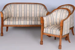 Pamono Biedermeier Birch Seating Set, Vienna, Austria, 1830s, Set of 3><noscript><img width=