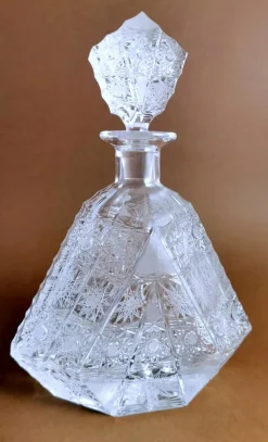 Discount Pamono Biedermeier Bohemian Cut & Ground Crystal Liquor Bottle, 1920s
