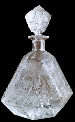 Discount Pamono Biedermeier Bohemian Cut & Ground Crystal Liquor Bottle, 1920s