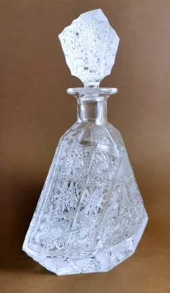 Discount Pamono Biedermeier Bohemian Cut & Ground Crystal Liquor Bottle, 1920s