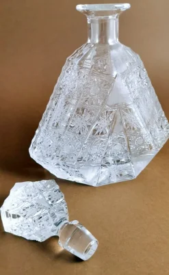 Discount Pamono Biedermeier Bohemian Cut & Ground Crystal Liquor Bottle, 1920s