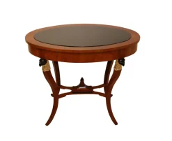 Pamono Biedermeier Cherry Veneer Gold-Leaf Center Table, Austria, 1820s><noscript><img width=