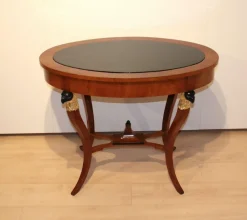 Pamono Biedermeier Cherry Veneer Gold-Leaf Center Table, Austria, 1820s><noscript><img width=