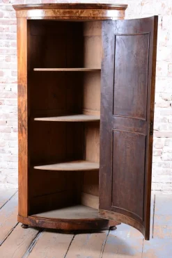 Pamono Biedermeier Corner Cabinet in Walnut, Austria, 1830s><noscript><img width=