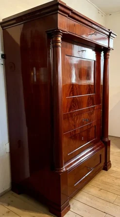 Pamono Biedermeier Mahogany Veneer Secretary, 1800s><noscript><img width=
