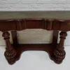 Pamono Biedermeier Mahogany Wall Console Table or Desk with Leather Inlay Top and Drawer> Console Tables