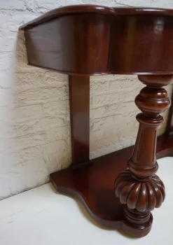 Pamono Biedermeier Mahogany Wall Console Table or Desk with Leather Inlay Top and Drawer><noscript><img width=