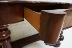 Pamono Biedermeier Mahogany Wall Console Table or Desk with Leather Inlay Top and Drawer><noscript><img width=