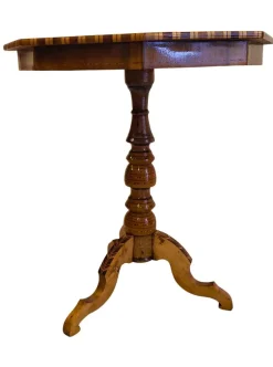 New Pamono Biedermeier Marquetry Chess Table, 19th Century