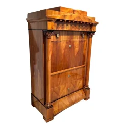 Pamono Biedermeier Secretaire in Cherrywood and Maple with Inlays and Brass, South Germany, 1830s><noscript><img width=